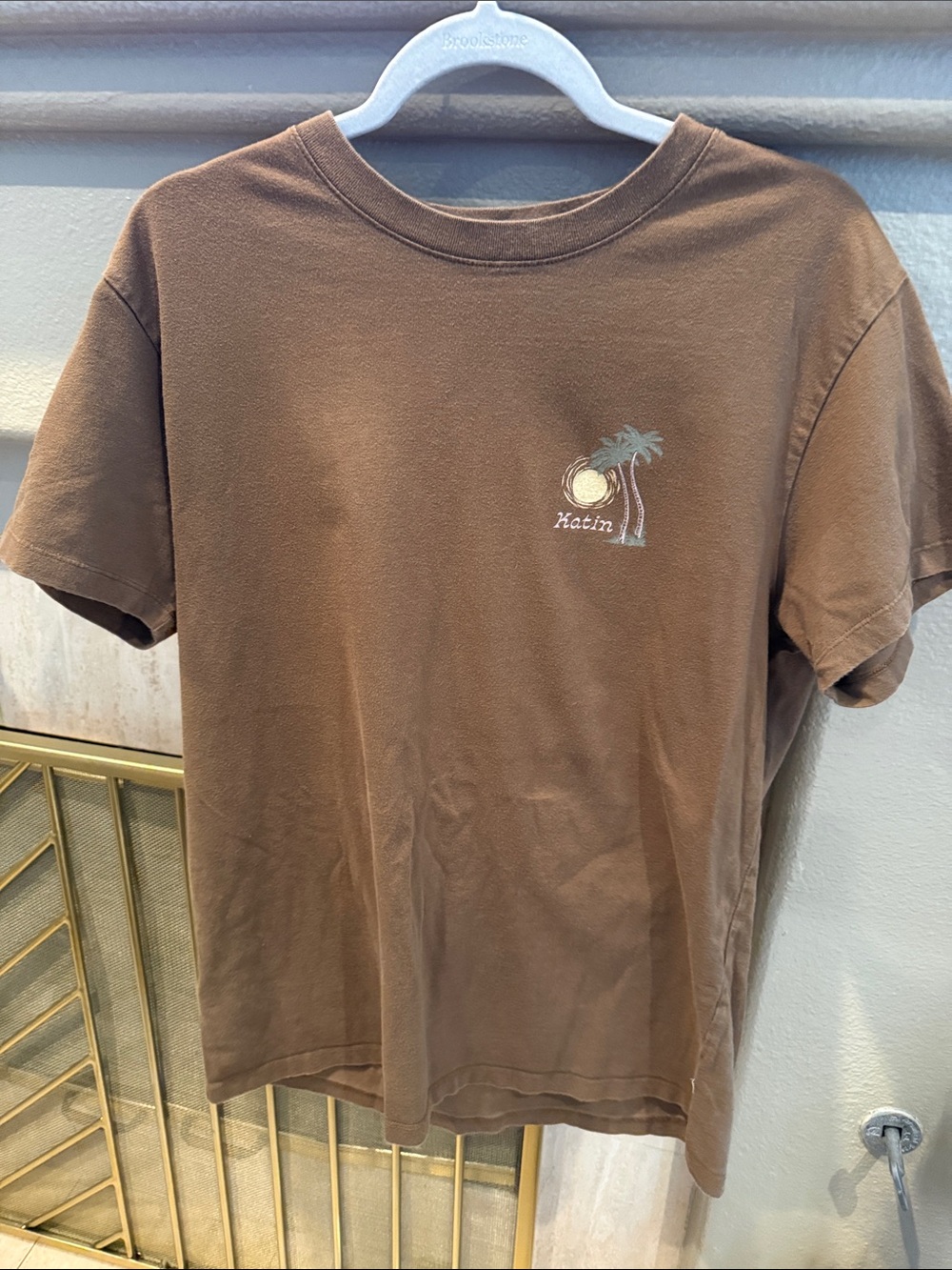 Katin Brown Short-Sleeve Mens Tee with Palm & Sun Embroidery